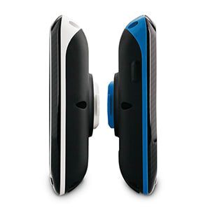 The aerodynamic Edge 800 has a carbon fibre look with either blue or white accents and attaches to the stem or handlebar of your bike with the low-profile mount. A quarter-turn mount design holds unit securely and lets you easily swap it between bikes using removable, reusable bands.